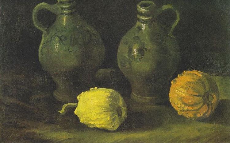 Vincent Van Gogh Still life with two jugs and pumpkins France oil painting art